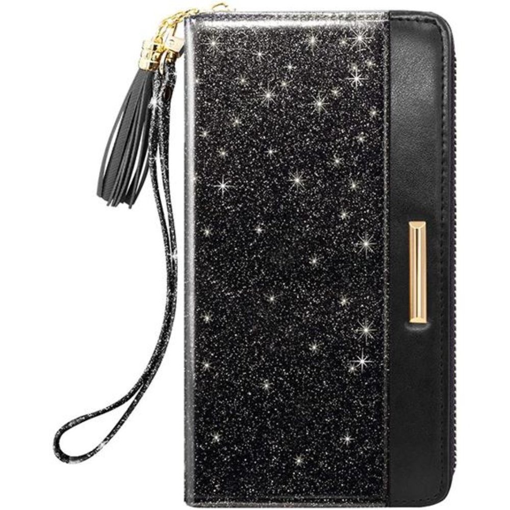 Wallets For Women Pu Leather A Black Glitter